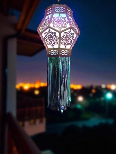 Utsav India Small Shatkoni Rainbow Diwali Kandil | Self-Assemble Shiny Reflective Paper Lantern | Traditional & Modern Decorative Hanging Festival Lamp – Set of 1 (AD147)