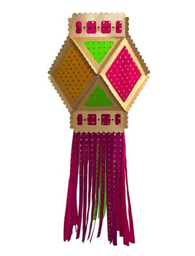 Utsav India Eco-Friendly Velvet Paper Diwali Kandil | Self-Assemble Multicolor Aakash Lantern | Traditional & Modern Decorative Diwali Lantern for Home, Balcony & Entrance – Set of 1 (AD450)