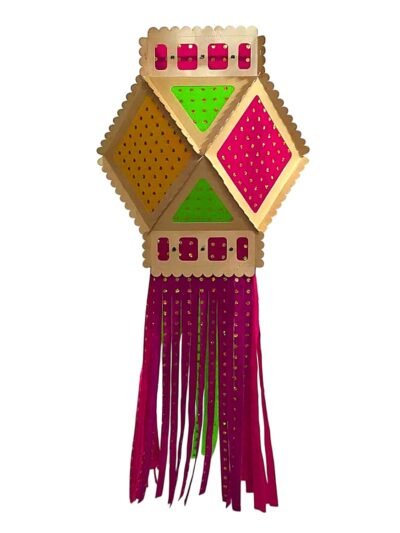 Utsav India Eco-Friendly Velvet Paper Diwali Kandil | Self-Assemble Multicolor Aakash Lantern | Traditional & Modern Decorative Diwali Lantern for Home, Balcony & Entrance – Set of 1 (AD450)