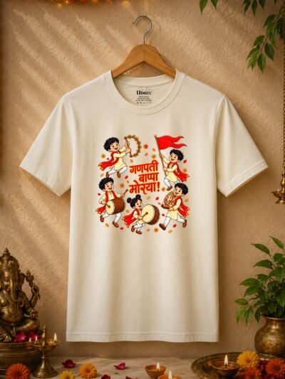 Ganpati Bappa Morya Marathi Ganeshotsav T-shirt