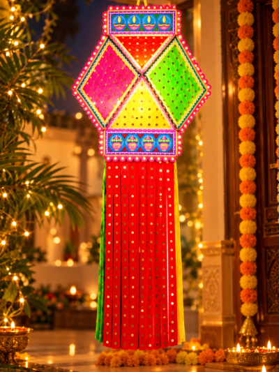Velvet Paper Diwali Medium Akash Kandil