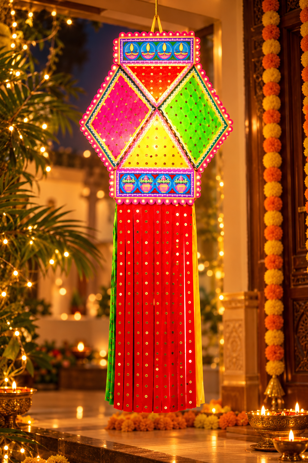 Velvet Paper Diwali Medium Akash Kandil